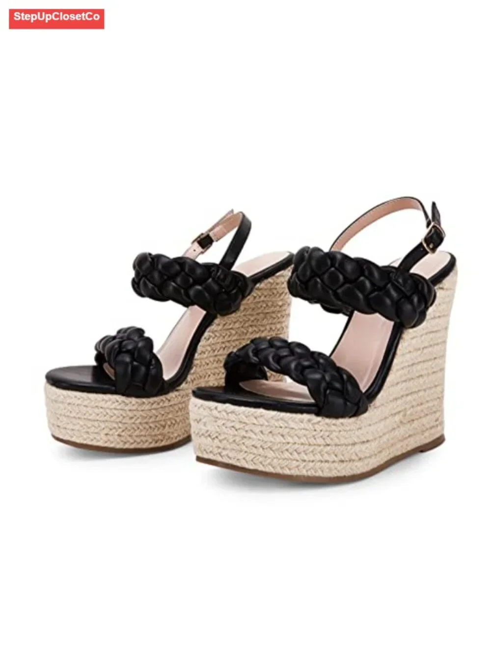 Women's Espadrille Platform Wedge Sandals Open Toe Ankle Strap Buckle Summer